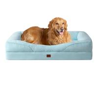 EHEYCIGA XL Dog Bed Memory Foam, Extra Large Orthopedic Dog Beds Sofa with Sides and Waterproof Liner, Pet Couch with Washable Removable Cover and Non-Slip Bottom, 106x76x19cm, Baby Blue