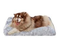 EHEYCIGA XXL Dog Bed Extra Large, Fluffy Calming Anti Anxiety Washable Crate Cushion Bed, Dog Mattress with Anti-Slip Bottom, Grey, 120x90x10cm
