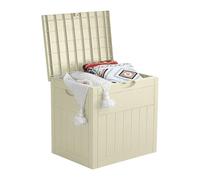 EHHLY 33 Gallon Deck Box, Small Outdoor Storage Box Waterproof, Lockable Secure Package Bin Delivery Box for Outside Front Porch, Patio Cushions Storage Box, Delivery Driver Snack Box for Porch, White