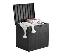 EHHLY 33 Gallon Deck Box, Small Outdoor Storage Box Waterproof, Lockable Secure Package Bin Delivery Box for Outside Front Porch, Patio Cushions Storage Box, Delivery Driver Snack Box for Porch, Black