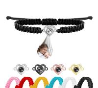 Ehihas Personalised Photo Projection Bracelet Memorial Gift Unique Memory Custom Bracelets HD Image For Loved Ones Keepsake Design Rope (Heart Bead)