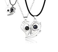 Ehihas Personalised Photo Projection Necklace Memorial Gift Unique Memory Custom Jewelry HD Image Pendant For Loved Ones Keepsake Design (Couple's A)