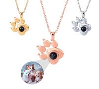 Ehihas Personalised Photo Projection Necklace Memorial Gift Unique Memory Custom Jewelry HD Image Pendant For Loved Ones Keepsake Design (Pet)