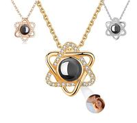 Ehihas Personalised Photo Projection Necklace Memorial Gift Unique Memory Custom Jewelry HD Image Pendant For Loved Ones Keepsake Design (Hexagram)