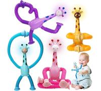 EHIOG 4 PCS Telescopic Suction Cup Giraffe Toy, Novel Funny Fidget Toys, Cartoon Telescopic Pipe Design, Telescopic Toy, for Kids Shape Changing Cartoon Interactive Decompress Educational Sensory