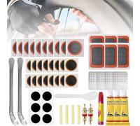 EHIOG 56pcs Bike Tire Puncture Repair Kit, Portable Inner Tube Patch Set Puncture Repair Kit, with Self-Adhesive Patches, Glue, Tyre Levers, Portable Storage Case for Mountain Bikes, Road Bikes