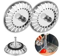 EHIOG Kitchen Sink Filter, Hair Catcher Plug Hole Sink Tub Strainer Drain Filter Basket Strainer Waste Plug 83 mm Pack of 2