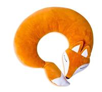 EHIOG U-Shaped Travel Pillow, Fox Neck Pillow Rest Neck Support Pillow, Car Seat Sleeping, Cartoon Headrest Airplane Pillow Travel Rest Pillow Cushion, Sleeping Aid, Suitable for Adults Kids (Brown)