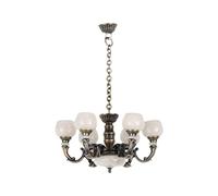 EHJRE 1/12 Dollhouse 6-Arm Chandelier, Hanging Lamp Model, Home Life Scene Simulation Furniture Toys, Pretend Play Lu, Copper