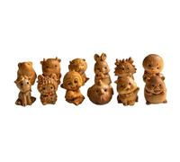 EHJRE 12 Pieces Wood Carving Animal Statue, Wooden Animal Model Figurine, Hand Carved Animal Figure