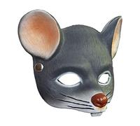 EHJRE 3D Rat Half Face Mask Costume Cosplay Animal Mask for Halloween Party, Deep Gray