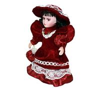 EHJRE Elegant Vintage Porcelain Doll Figurine - Home Decor Collectible, Red, 20cm