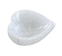 EHJRE Simple Moroccan Selenite Plate Relaxation Selenite Bowl Heart Shape Charging Bowl Craft Decoration＆Table Decoration Selenite Crystal Bowl for Housewarming Gift Decoration, 14cm