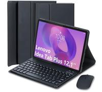 EHLCYS Keyboard Case for Lenovo Idea Tab Plus 12.1-Inch/Tab K12 2025 Model (TB361ZU/TB361FU), UK Layout Magnetic Detachable Bluetooth Keyboard, Ultra-Thin Multi-Angle Protective Case and Mouse,Black