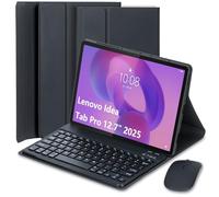 EHLCYS Keyboard Case for Lenovo Idea Tab Pro 12.7-inch 2025 Model (TB373FU/TB375FC), UK Layout Detachable Wireless Bluetooth Keyboard, Ultra-thin Multi-angle Cover with Mouse,Black