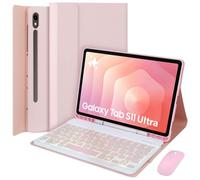 EHLCYS Keyboard Case for Samsung Galaxy Tab S11 Ultra 5G 14.6-inch Model 2025 (SM-X930/X936B), 7-Color Backlit Magnetic Detachable Wireless Bluetooth Keyboard, Ultra-Thin Cover with Mouse,Pink