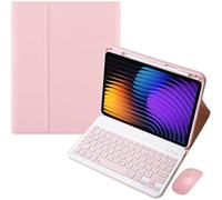 EHLCYS Keyboard Case for Xiaomi Pad 7/ Pad 7 Pro 11.2 inch 2024, Magnetic Detachable Bluetooth Keyboard, Ultra-thin PU Leather Multi-angle Soft TPU Back Cover with Pen Slot & Mouse,Pink