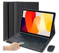 EHLCYS Keyboard Case for Xiaomi Redmi Pad SE 11-inch 2025/2023, Smart Touchpad Detachable 7-Color Backlight Wireless Bluetooth Keyboard, Ultra-thin Cover with Mouse,Black