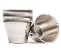 EHOMEA2Z Ramekin Stainless Steel Condiment Sauce Cups Au Jus Commercial Grade (12, 2.5 oz)