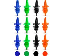 EHOMEA2Z Snow Cone Syrup Pour Spouts 12 Pack - Plastic Bottle Speed Pourers for Shaved Ice, Liquor, Juice & More (12,Assorted)