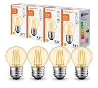 ehomeled 55W Equivalent Vintage Light Bulb E27 Edison Screw Bulb, 6W LED G45 Golf Ball Filament Bulb, Antique Edison E27 Antique Style Retro Amber Glass 2300K Warm White, 720LM, 4 Pack
