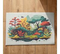 EHOMERY Dirt Trapper Door Mats Large Indoor Foot Cartoon Landscape Thin Bath Under Kitchen 45x75cm, Non-Slip Plush Cotton Decor Doormat