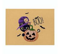 EHOMERY Linen Woven Rectangle Placemat Non Slip Mats for Table Halloween Set of 1, Long Heat Resistant Waterproof Machine Washable Restaurant Use, 21x32cm