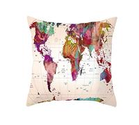 EHOMERY Pillow Cover For Outdoor Patio Furniture Cushion Dining Chair World Map Silk Throw Pillow Covers Couch Covers Modern With Design Purple Red 20X20 Inches