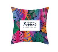 EHOMERY Pillow Cover Outdoor Waterproof Patio Cushion Covers For Furniture Grass Leaves Colorful Tropical Background Velvet Throw Pillow Covers Individual White Rose Red 20X20 Inches