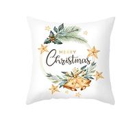 EHOMERY Pillow Covers Standard Size Cotton Cushion Zip Christmas Bells Branches Stars Flax Throw Pillow Covers Jumbo Couch Outdoor Sofa With Zipper Gold Green 18X18 Inches