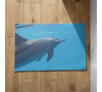 EHOMERY Super Thin Door Mats for Inside Entry Mat Board Dolphin Under Doormat Extra Long Bath Mat 50x80cm, Non-Slip Plush Cotton Decor Doormat