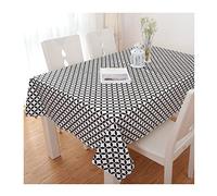 EHOMERY Table Cloth Decoration For Wedding Table Cover Tropical Round Pattern Table Clothes Picnic Table Table Covers Cloth For Party Cotton Black White Table Decoration 90X140Cm