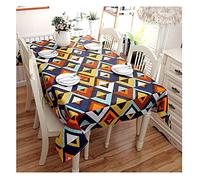 EHOMERY Table Cloth For Wedding Kids Oilcloth Tablecloth Geometric Triangle Dining Table Cloths Cotton Large Patio Table Cover Canvas Orange Yellow Table Decoration 140X250Cm