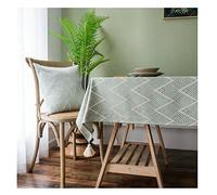 EHOMERY Table Clothes Circle Tablecloth Linen Clips To Hold Place Tassel Stripes Birthday Round Square Polyester Green Decoration 135X220Cm