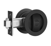 EHOMEWARE 1 Pack Matte Black Pocket Door Lock, Bed/Bath Privacy Pocket Door Hardware, Round Pocket Door Handles for Sliding/Bifold Doors, Flush Pocket Door Latch Without Key