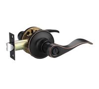 EHOMEWARE 1 Pack Oil Rubbed Bronze Door Handle, Oil Rubbed Bronze Interior Door Handle Privacy Door Lever for Bedroom Bathroom, Wave Door Lever Reversible for Right or Left Handed Doors