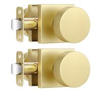 EHOMEWARE 2 Pack Gold Door Knobs Keyless Interior - No Lock Passage Handles for Hallway & Closet, Heavy Duty Universal Handing, Satin Brass Finish