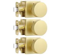 EHOMEWARE 3 Pack Interior Door Handle, Gold Door Knob with Lock, Privacy Door Knob for Bedroom, Keyless Bathroom Door Knob, Universal for Left and Right Handed Doors, Heavy Duty