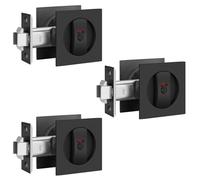 EHOMEWARE 3 Pack Pocket Door Lock with Red-Green Indicator, Black Bed/Bath Pocket Door Handles, Heavy Duty Sliding/Bifold Door Hardware, Flush Privacy Door Lock Without Key, Modern Square Design