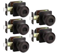 EHOMEWARE 5 Pack Bronze Door Knobs Interior, Closet Door Knobs No Lock, Keyless Passage Door Knob, Round Hallway Door Handle, Fit Both Left and Right Doors