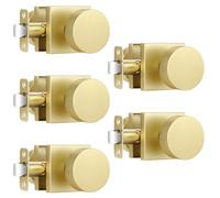 EHOMEWARE 5-Pack Brushed Gold Door Knobs for Interior Doors, Keyless Brass Closet & Passage Knobset Without Lock - Heavy Duty, Universal Fit Left/Right Hand
