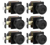 EHOMEWARE 6 Pack Black Door Handle, Passage Door Knobs Interior, Closet Door Knobs No Lock, Keyless Round Door Knob for Hallway, Universal for Left or Right Handed Doors