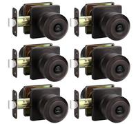 EHOMEWARE 6 Pack Bronze Door Knobs Interior, Keyless Privacy Door Knob, Bathroom/Bedroom Door Lock, Round Door Knob with Square Base, Universal for Left or Right Handed Doors