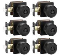 EHOMEWARE 6 Pack Matte Black Door Knob, Privacy Door Handles Interior, Bedroom Door Knobs with Lock, Keyless Bathroom Door Knob, Universal for Left or Right Handed Doors, Modern Round Design