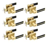 EHOMEWARE Gold Door Handles with Black Leather Handle, 6 Pack Keyed Door Levers for Bedroom with Keys, Interior Door Knobs Locked Inside with Turn-Thumb, Universal Handling