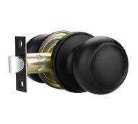 EHOMEWARE Matte Black Interior Door Handle, 10 Pack Passage Door Knobs Without Lock, Keyless Hallway/Closet Door Knobs, Modern Round Design, Fit Left Right Doors