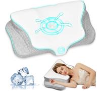 Ehomfory Memory Foam Pillow Cervical Pillow for Neck Pain Relief Neck pillow with Ergonomic Design for Side/Back/Stomach Sleepers (White Gray)