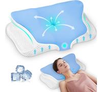 Ehomfory Memory Foam Pillow Cervical Pillow for Neck Pain Relief Neck pillow with Ergonomic Design for Side/Back/Stomach Sleepers (Blue)