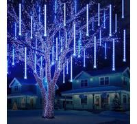 Ehomfory Outdoor Christmas Lights 10 Tubes 360 LED Meteor Shower Lights Waterproof Energy Saving Safe Christmas Lights Outdoor Christmas Decorations for Xmas Tree Halloween Party, Blue
