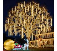 Ehomfory Outdoor Christmas Lights 15 Tubes 540 LED Meteor Shower Lights Waterproof Energy Saving Safe Christmas Lights Outdoor Christmas Decorations for Xmas Tree Halloween Party, Warm White